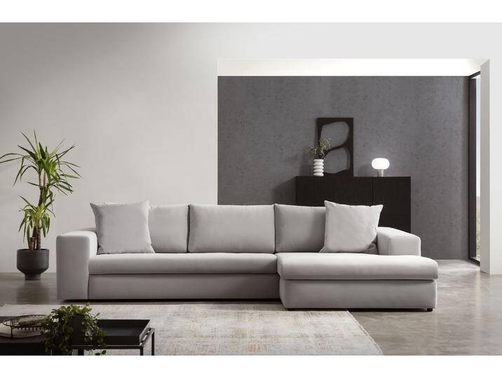 Ecksofa ANDAS SLEETLAND XXL in Samtvelours oder Vintage-Leder-Optik, L-Form , silber, B:325cm H:72cm T:167cm, Sofas, besonders groß und bequem von andas