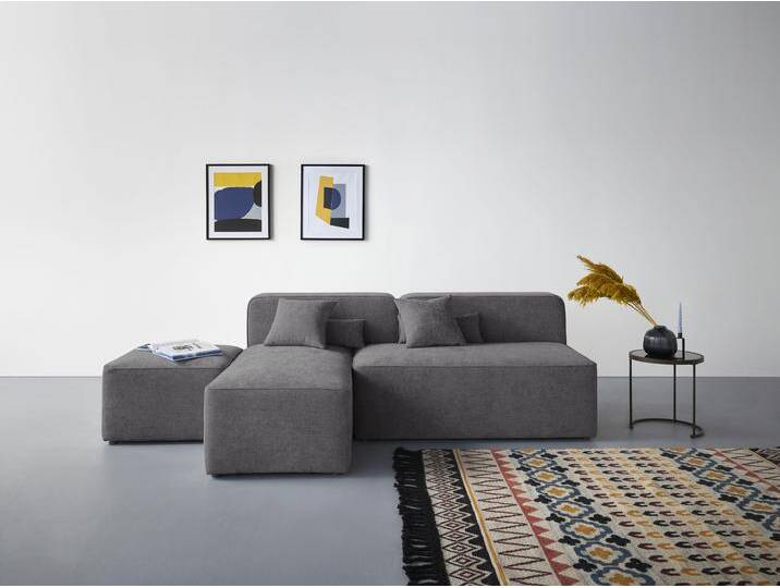 Ecksofa ANDAS Sundstrup L-Form , grau (anthrazit), B:220cm H:76,5cm T:153cm, 100% Polyester, Sofas, Modulserie, individuelle Zusammenstellung von andas