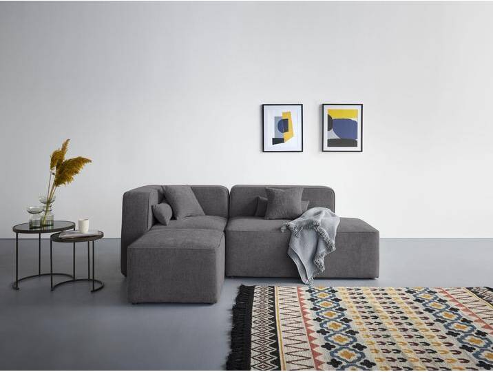 Ecksofa ANDAS Sundstrup L-Form , grau (anthrazit), B:233cm H:76,5cm T:93cm, 100% Polyester, Sofas, Modulserie, individuelle Zusammenstellung von andas
