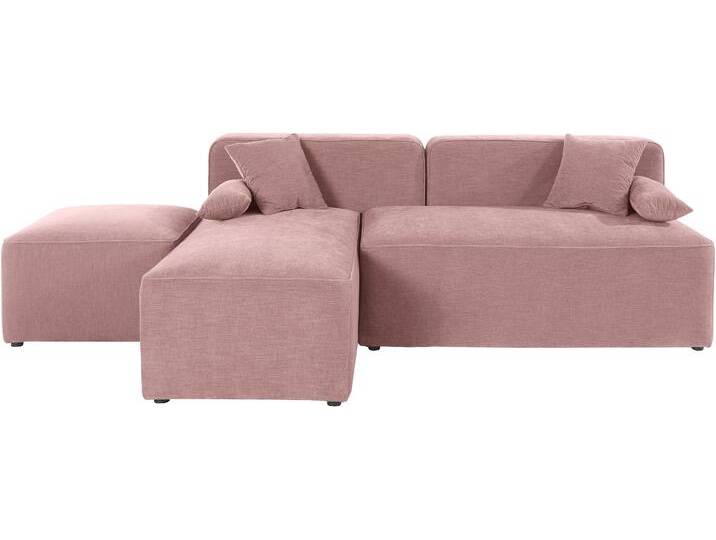 Ecksofa ANDAS Sundstrup L-Form , rosa, B:220cm H:76,5cm T:153cm, 100% Polyester, Sofas, Modulserie, individuelle Zusammenstellung von andas
