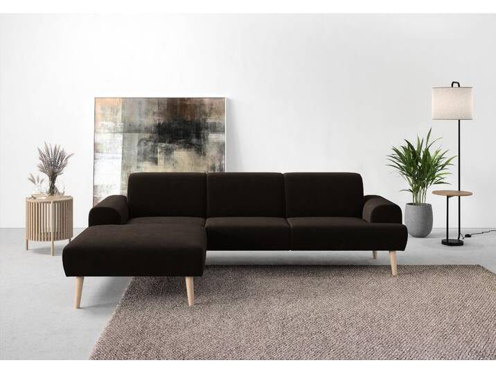 Ecksofa ANDAS Swift Scandic Design, Federkern für hohen Sitzkomfort, L-Form , braun, B:292cm H:83cm T:176cm, 100% Polyester, Sofas, Federkern-Polsterung, B/T/H: 292/83/176 cm von andas