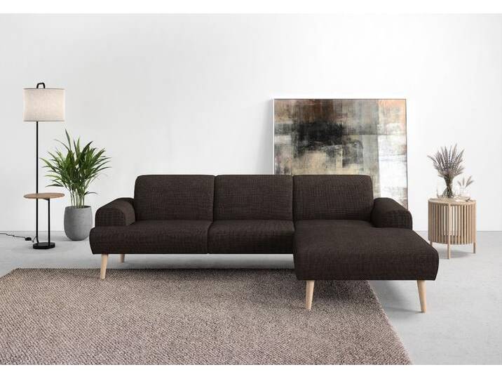 Ecksofa ANDAS Swift Scandic Design, Federkern für hohen Sitzkomfort, L-Form , braun (dunkelbraun), B:292cm H:83cm T:176cm, 100% Polyester, Sofas, Federkern-Polsterung, B/T/H: 292/83/176 cm von andas