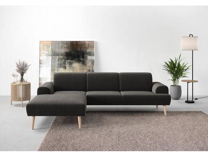 Ecksofa ANDAS Swift Scandic Design, Federkern für hohen Sitzkomfort, L-Form , grau (anthrazit), B:292cm H:83cm T:176cm, 100% Polyester, Sofas, Federkern-Polsterung, B/T/H: 292/83/176 cm von andas