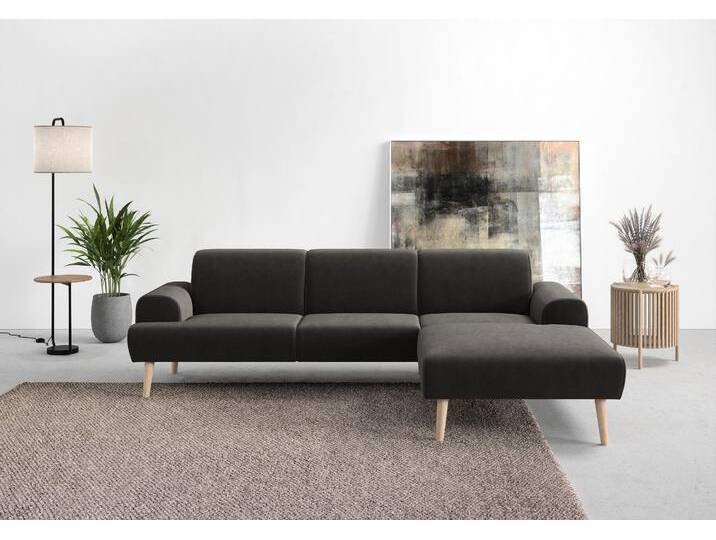 Ecksofa ANDAS Swift Scandic Design, Federkern für hohen Sitzkomfort, L-Form , grau (anthrazit), B:292cm H:83cm T:176cm, 100% Polyester, Sofas, Federkern-Polsterung, B/T/H: 292/83/176 cm von andas