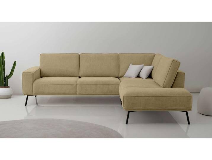 Ecksofa ANDAS Vosby , gold (brass), B:260cm H:85cm T:208cm, 90% polyester, 10% nylon, Sofas von andas