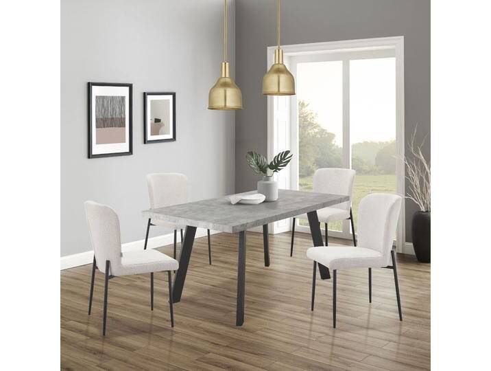 Esszimmerstuhl ANDAS Lieska , beige (creme, schwarz), B:48cm H:84cm T:59cm, Stoff, Stühle, Polsterstuhl, Küchenstuhl, Sitzhöhe 47,5 cm von andas