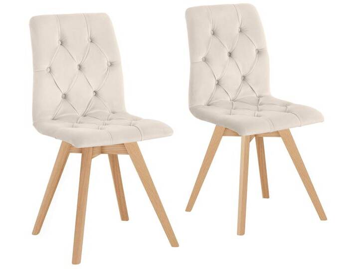 Esszimmerstuhl ANDAS Rania , beige (creme, eiche weiß), B:45cm H:91cm T:55cm, Stühle, im 2er/4er/6er Set, Massivholzbeinen von andas