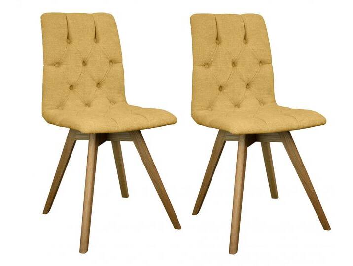 Esszimmerstuhl ANDAS Rania , gelb (gelb, eiche natur), B:45cm H:91cm T:55cm, Massivholz, Sperrholz, Stühle, Massivholzgestell, mit Knopfheftung von andas