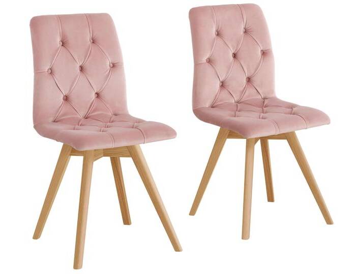 Esszimmerstuhl ANDAS Rania , rosa (rosa, eiche weiß), B:45cm H:91cm T:55cm, Stühle, im 2er/4er/6er Set, Massivholzbeinen von andas