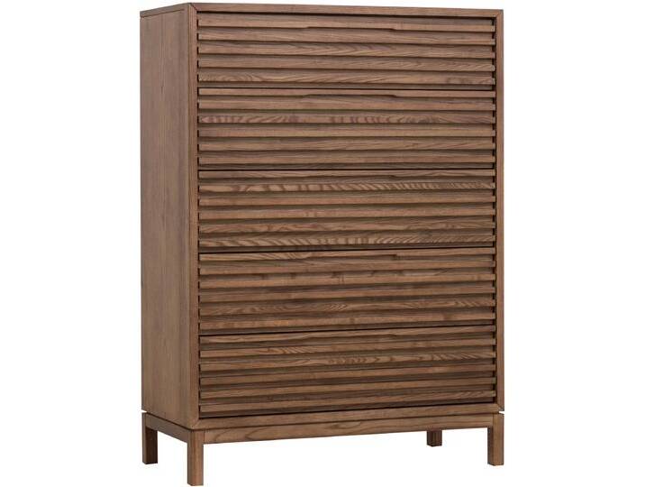 Highboard ANDAS Tanner Highboard aus Eschenholz mit fünf Schubladen , braun, B:107cm H:132cm T:46cm, Massivholz, Sideboards von andas