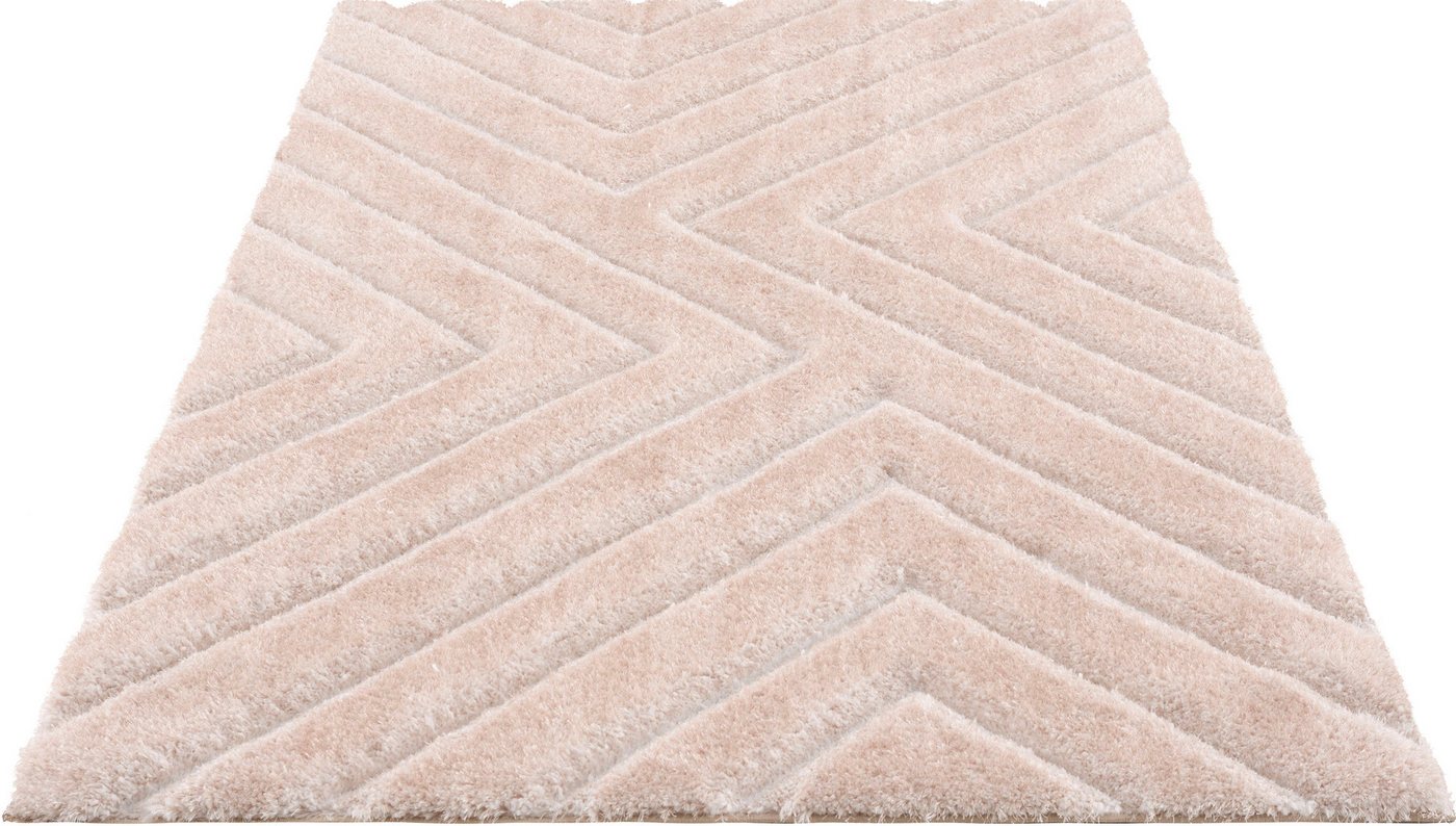 Hochflor-Teppich Fiori, andas, rechteckig, Höhe: 43 mm, Pastellfarben, mit handgearbeitetem Konturenschnitt, Teppich,Hochlor von andas