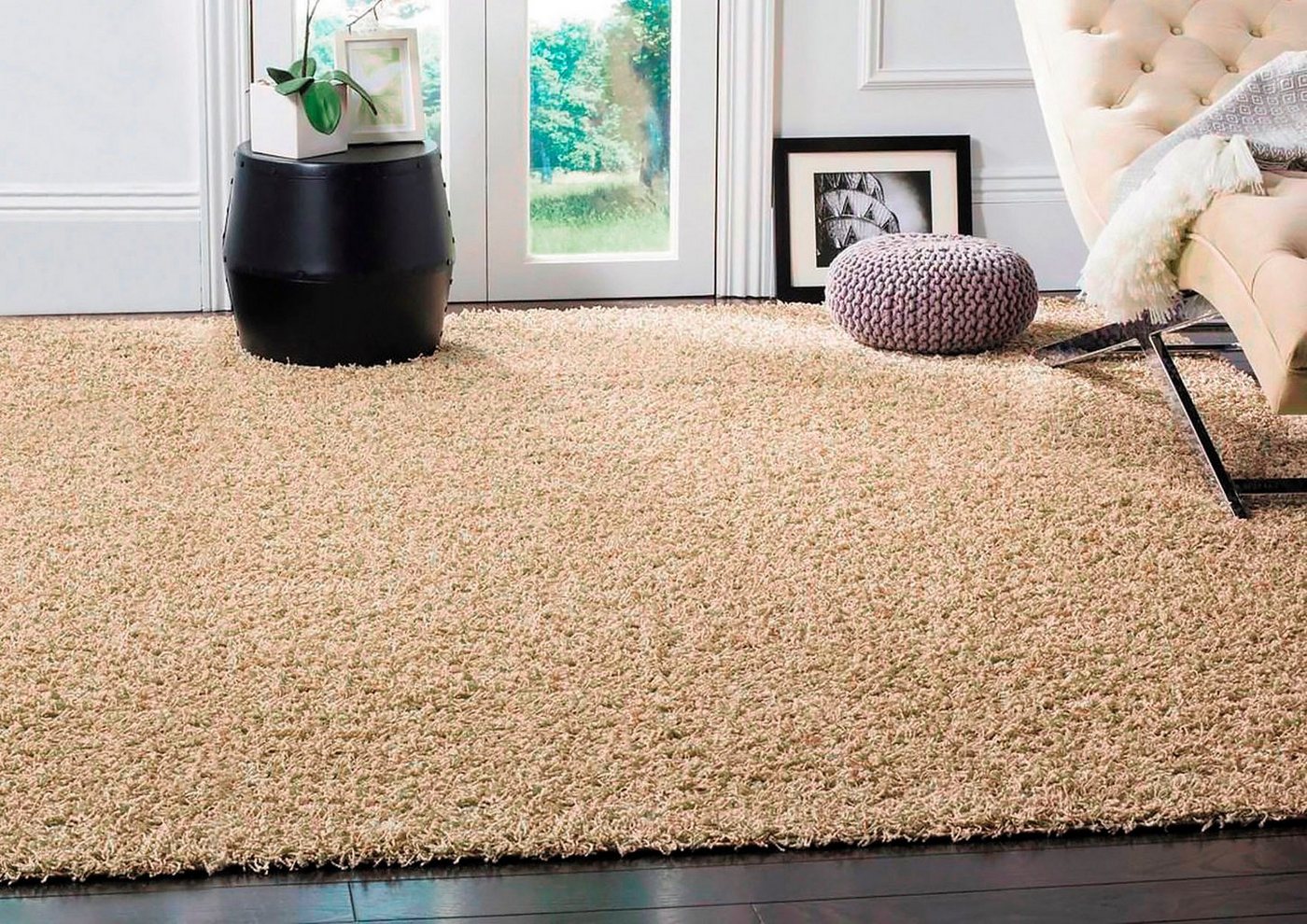 Hochflor-Teppich Tretten, andas, rechteckig, Höhe: 30 mm, Shaggy, Uni Farben, weich & kuschelig, pflegeleicht, Wohnzimmer von andas