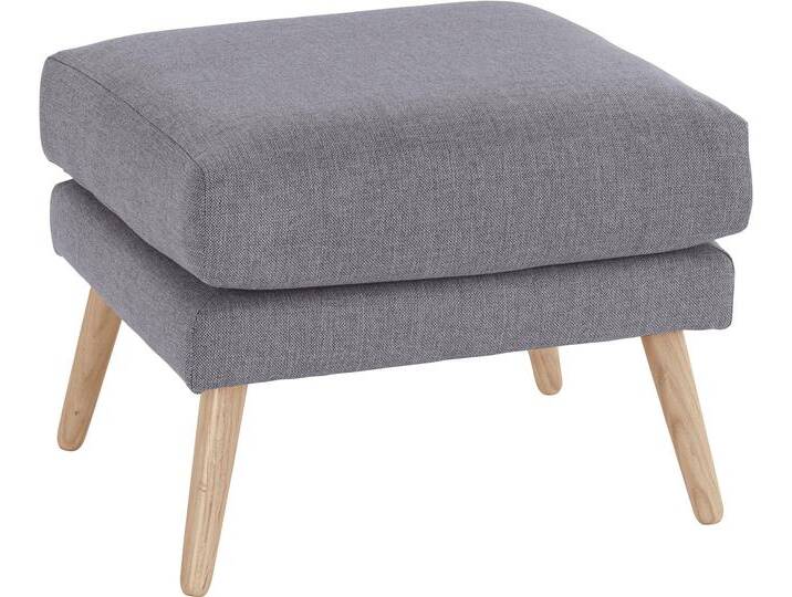 Hocker ANDAS Bille , grau (hellgrau), B:58cm H:45cm T:58cm, Struktur (100% Polyester), Struktur fein (100% Polyester), Samtoptik (100% Polyester), Luxus-Microfaser weich (100% Polyester), Hocker, Sitzhocker, mit Eiche-Beinen, Design by Morten Georgsen von andas