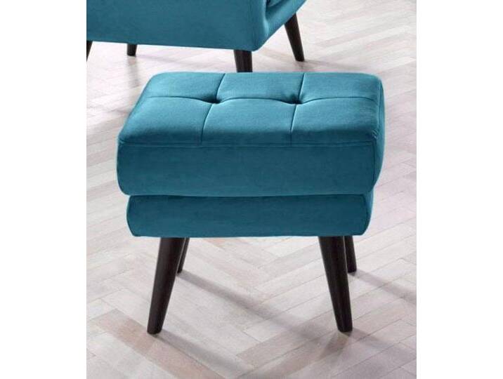 Hocker ANDAS Hemmink , blau (petrol), B:58cm H:47cm T:44cm, Samtvelours (100% Polyester);Luxus-Microfaser (100% Polyester);Struktur (94% Polyester, 6% Polyacryl), Hocker, Sitzhocker, mit Knopfheftung von andas