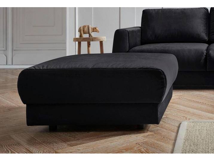 Hocker, Luxus-Microfaser Lederoptik, Schwarz, 92×44×85 cm, Gepolstert, Modern, andas von andas