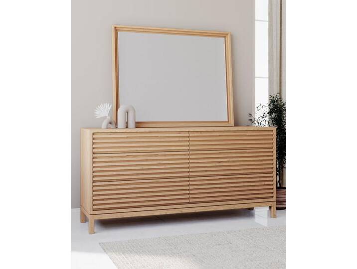 Kommode ANDAS Tanner Kommode aus Eschenholz mit sechs Schubladen , beige (natur), B:173cm H:84cm T:46cm, Massivholz, Sideboards von andas