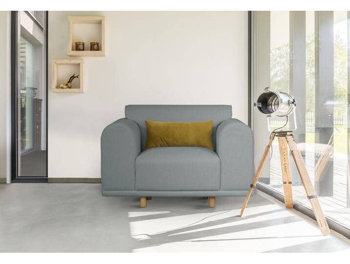 Loveseat ANDAS Maroon Sessel , blau (petrol), B:125cm H:82cm T:96cm, 89% Polyester/9% Rayon/3% Nylon, Sessel, in skandinavischem Design, mit losem Kissen von andas