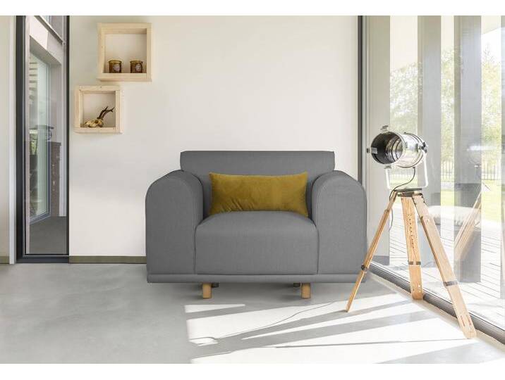 Loveseat ANDAS Maroon Sessel , grau, B:125cm H:82cm T:96cm, 89% Polyester/9% Rayon/3% Nylon, Sessel, in skandinavischem Design, mit losem Kissen von andas