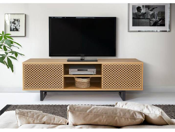 Lowboard ANDAS, braun (eiche, schwarz), B:150cm H:50cm T:40cm, Sideboards, Kommode mit besonderem Print, push-to-open Funktion, FSC von andas