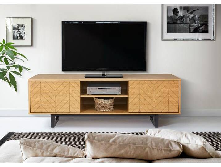 Lowboard ANDAS, braun (eiche, schwarz), B:150cm H:50cm T:40cm, Sideboards, Kommode mit besonderem Print, push-to-open Funktion, FSC von andas