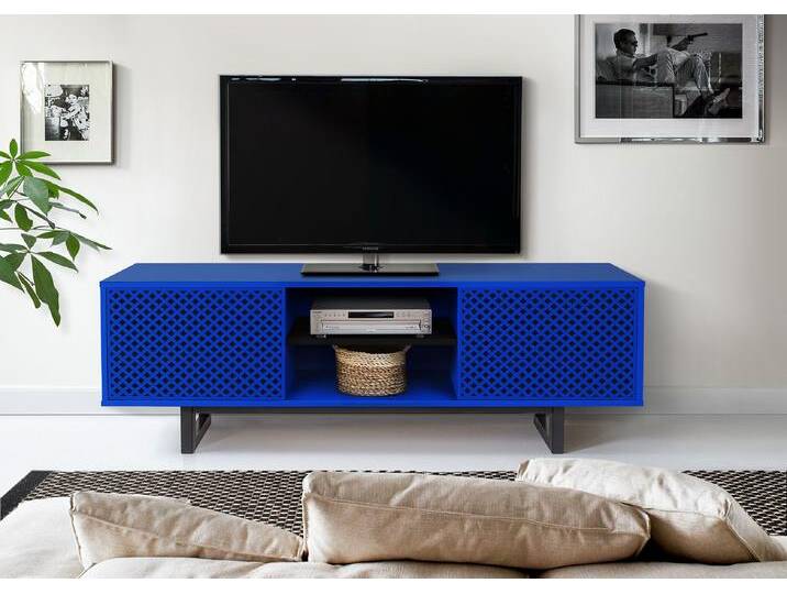 Lowboard ANDAS, bunt (schwarz, blau), B:150cm H:50cm T:40cm, Sideboards, Kommode mit besonderem Print, push-to-open Funktion von andas