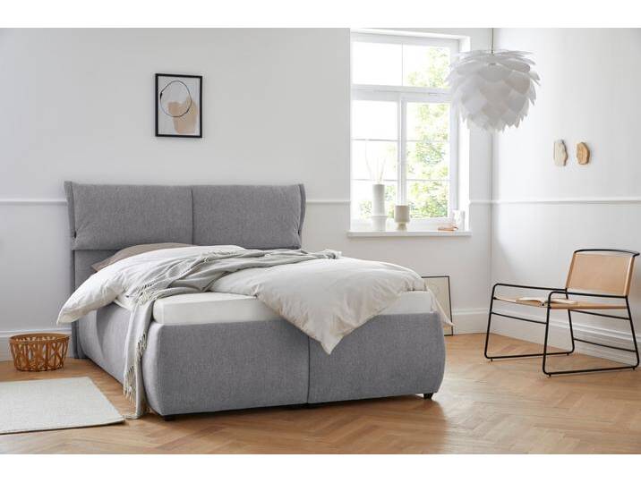 Polsterbett ANDAS Jenson , grau, B:168cm L:225cm, Struktur weich (85% Polyester/15% Nylon), Betten, als Bettgestell oder mit 3 Matratzenarten und Härtegraden von andas
