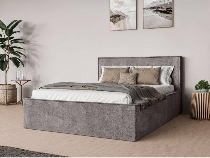 Polsterbett ANDAS Östavall wahlweise mit Matratze und Topper, in zwei Breiten , braun, B:182cm H:103cm L:231cm, 100% Polyester, Betten, Bettgestell mit Kopfteil und Bettkasten, mit/ohne Matratze (BFK/TFK) von andas