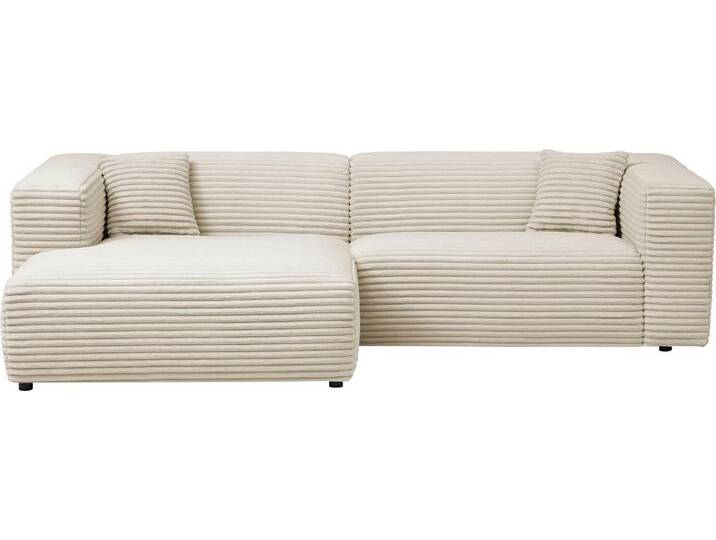 Polsterecke ANDAS BAKELS, Ecksofa-Set mit Hocker, L-Form mit Schlaffunktion , beige (hellbeige), B:267cm H:66cm T:163cm, Sofas, Ecksofa-Set (incl. Hocker) im trendigen Megacord von andas