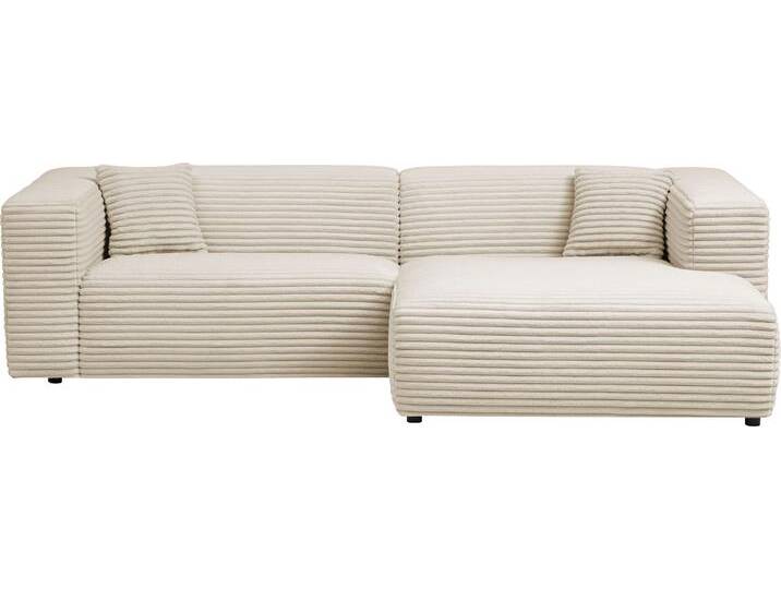 Polsterecke ANDAS BAKELS, Ecksofa-Set mit Hocker, L-Form mit Schlaffunktion , beige (hellbeige), B:267cm H:66cm T:163cm, Sofas, Ecksofa-Set (incl. Hocker) im trendigen Megacord von andas