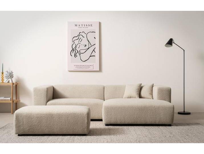 Polsterecke ANDAS BAKELS, Ecksofa-Set mit Hocker, L-Form mit Schlaffunktion , braun (hellbraun), B:267cm H:66cm T:163cm, Sofas, Ecksofa-Set (incl. Hocker) im trendigen Megacord von andas