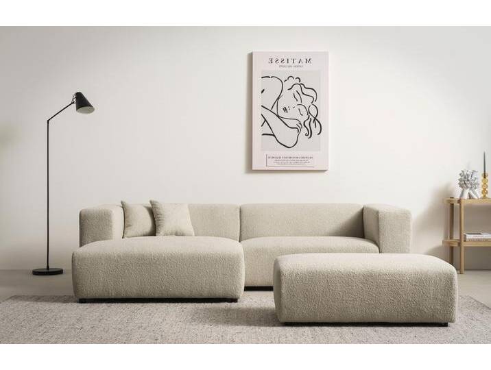 Polsterecke ANDAS BAKELS, Ecksofa-Set mit Hocker, L-Form mit Schlaffunktion , braun (hellbraun), B:267cm H:66cm T:163cm, Sofas, Ecksofa-Set (incl. Hocker) im trendigen Megacord von andas