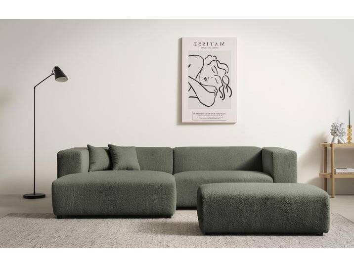 Polsterecke ANDAS BAKELS, Ecksofa-Set mit Hocker, L-Form mit Schlaffunktion , grün, B:267cm H:66cm T:163cm, Sofas, Ecksofa-Set (incl. Hocker) im trendigen Megacord, Topseller von andas