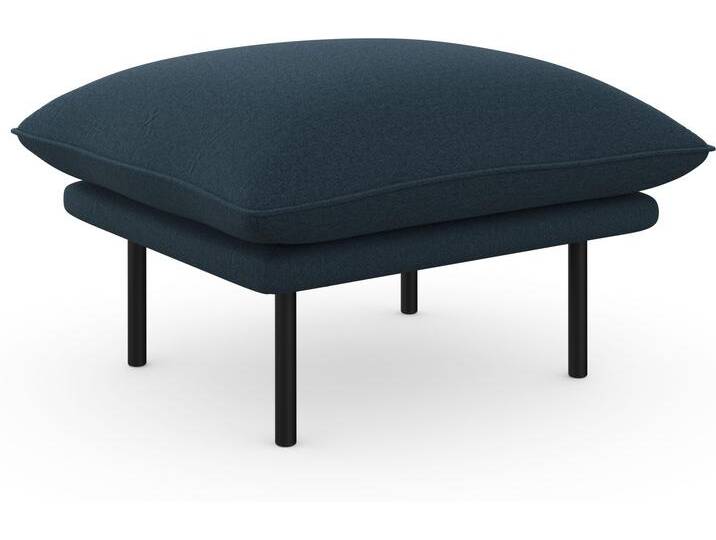 Polsterhocker, Struktur, Blau, 70×65 cm, Kissenoptik, Modern, andas von andas