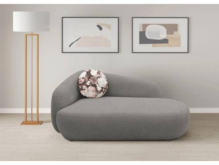 Recamiere ANDAS Björnar incl. Wende-Zierkissen: Blumenmuster, bzw. uni , grau (graphit), B:183cm H:75cm T:105cm, 100% Polyester, Sofas, Federkern, Armlehne links oder rechts wählbar, B/T/H: 183/105/75 cm von andas