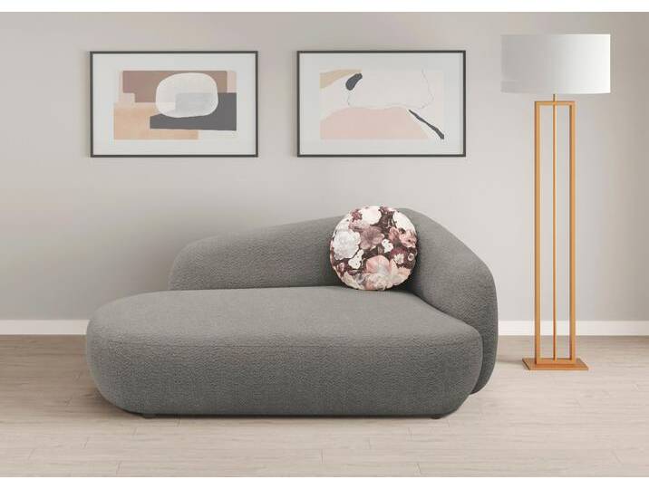 Recamiere ANDAS Björnar incl. Wende-Zierkissen: Blumenmuster, bzw. uni , grau (graphit), B:183cm H:75cm T:105cm, 100% Polyester, Sofas, Federkern, Armlehne links oder rechts wählbar, B/T/H: 183/105/75 cm von andas