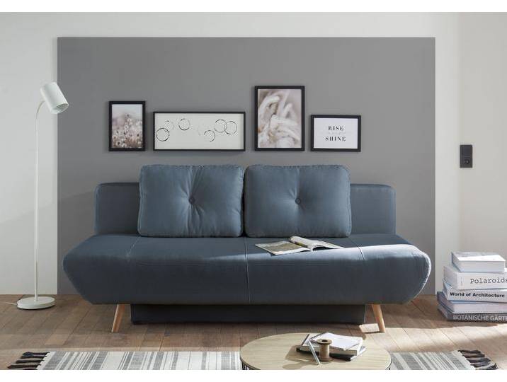 Schlafsofa ANDAS Segmon , blau (dunkelblau), B:200cm H:88cm T:99cm, Sofas, einfach in ein bequemes Bett umwandeln, inklusive Bettkasten von andas