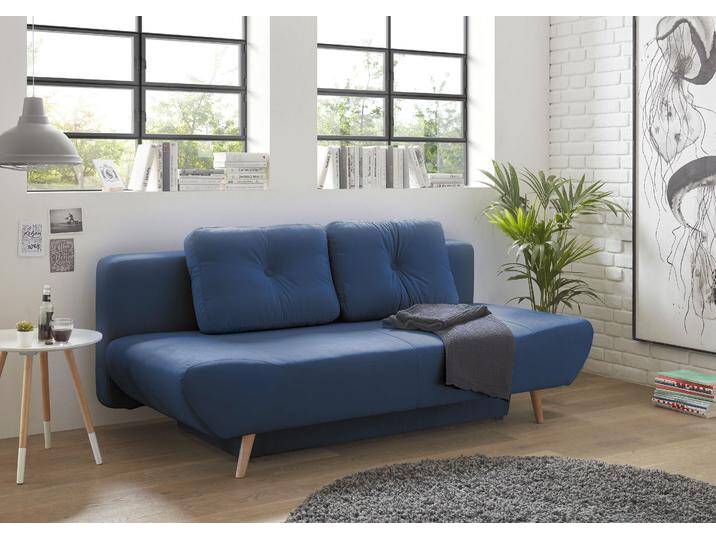 Schlafsofa ANDAS Segmon , blau (ozeanblau), B:200cm H:88cm T:99cm, Sofas, einfach in ein bequemes Bett umwandeln, inklusive Bettkasten von andas