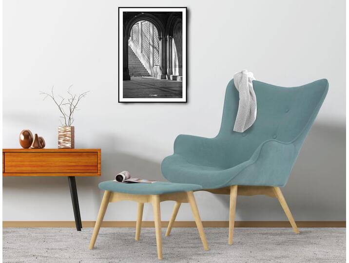 Sessel ANDAS Egense , blau (petrol), B:71cm H:90cm T:87cm, Struktur fein (100% Polyester), Samtoptik (100% Polyester), Luxus-Microfaser (100% Polyester), Sessel, wahlweise mit oder ohne Hocker von andas