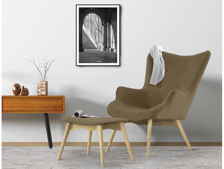Sessel ANDAS Egense , gelb (senf), B:71cm H:90cm T:87cm, Struktur fein (100% Polyester), Samtoptik (100% Polyester), Luxus-Microfaser (100% Polyester), Sessel, wahlweise mit oder ohne Hocker von andas