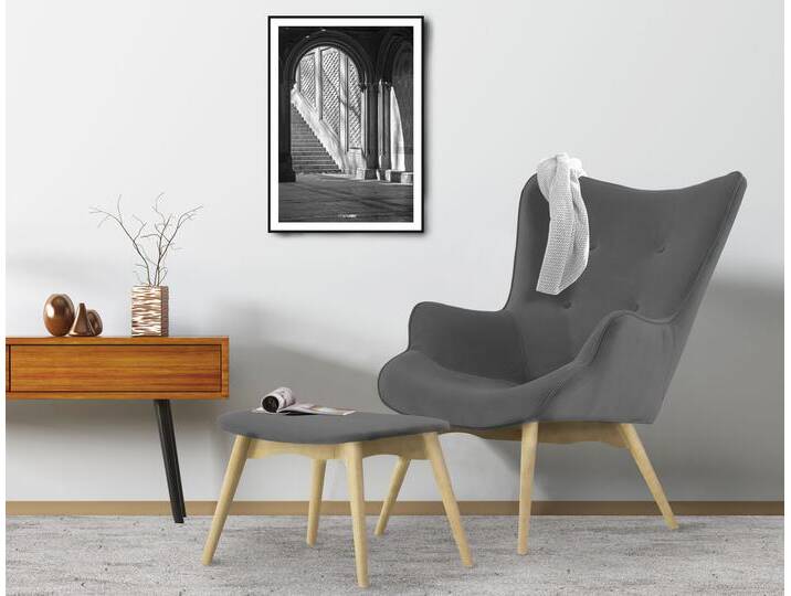 Sessel ANDAS Egense , grau, B:71cm H:90cm T:87cm, Struktur fein (100% Polyester), Samtoptik (100% Polyester), Luxus-Microfaser (100% Polyester), Sessel, wahlweise mit oder ohne Hocker von andas