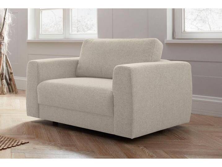 Sessel ANDAS Hobro Loungesessel , beige, B:109cm H:60cm T:102cm, Luxus-Microfaser Lederoptik (100% Polyester), Struktur grob (100% Polyester), Samtoptik (100% Polyester), Sessel, Polstersessel, in 3 Bezugsqualitäten in vielen Farben, Design by Morten Georgsen von andas