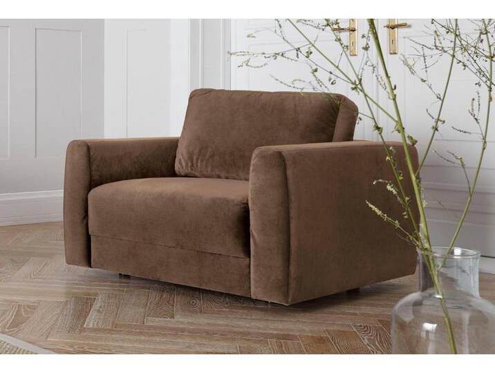 Sessel ANDAS Hobro Loungesessel , braun, B:109cm H:60cm T:102cm, Luxus-Microfaser Lederoptik (100% Polyester), Struktur grob (100% Polyester), Samtoptik (100% Polyester), Sessel, Polstersessel, in 3 Bezugsqualitäten in vielen Farben, Design by Morten Georgsen von andas