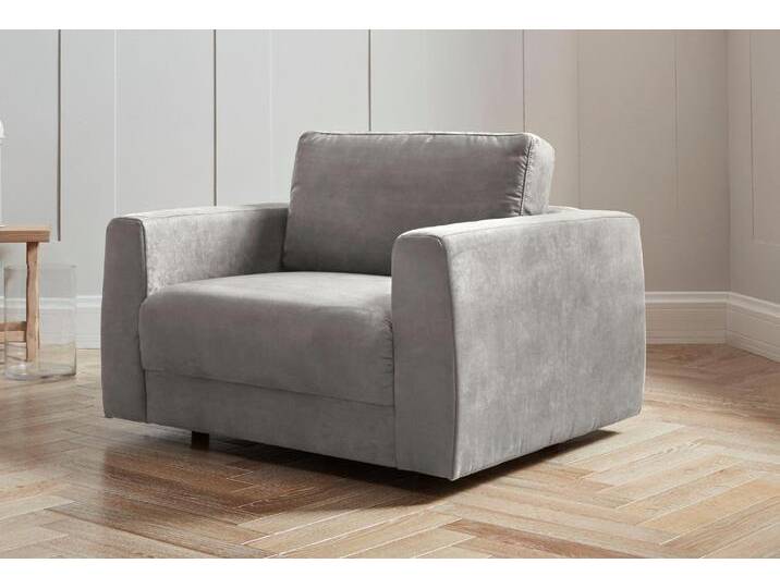 Sessel ANDAS Hobro Loungesessel , grau, B:109cm H:60cm T:102cm, Luxus-Microfaser Lederoptik (100% Polyester), Struktur grob (100% Polyester), Samtoptik (100% Polyester), Sessel, Polstersessel, in 3 Bezugsqualitäten in vielen Farben, Design by Morten Georgsen von andas