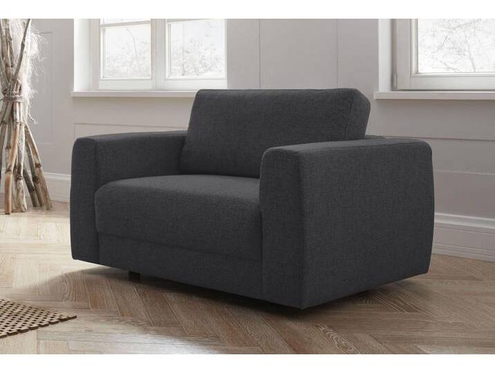 Sessel ANDAS Hobro Loungesessel , grau (anthrazit), B:109cm H:60cm T:102cm, Luxus-Microfaser Lederoptik (100% Polyester), Struktur grob (100% Polyester), Samtoptik (100% Polyester), Sessel, Polstersessel, in 3 Bezugsqualitäten in vielen Farben, Design by Morten Georgsen von andas