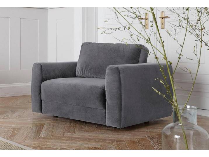 Sessel ANDAS Hobro Loungesessel , grau (hellgrau), B:109cm H:60cm T:102cm, Luxus-Microfaser Lederoptik (100% Polyester), Struktur grob (100% Polyester), Samtoptik (100% Polyester), Sessel, Polstersessel, in 3 Bezugsqualitäten in vielen Farben, Design by Morten Georgsen von andas