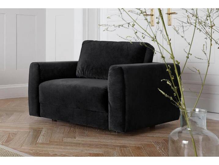 Sessel ANDAS Hobro Loungesessel , schwarz, B:109cm H:60cm T:102cm, Luxus-Microfaser Lederoptik (100% Polyester), Struktur grob (100% Polyester), Samtoptik (100% Polyester), Sessel, Polstersessel, in 3 Bezugsqualitäten in vielen Farben, Design by Morten Georgsen von andas