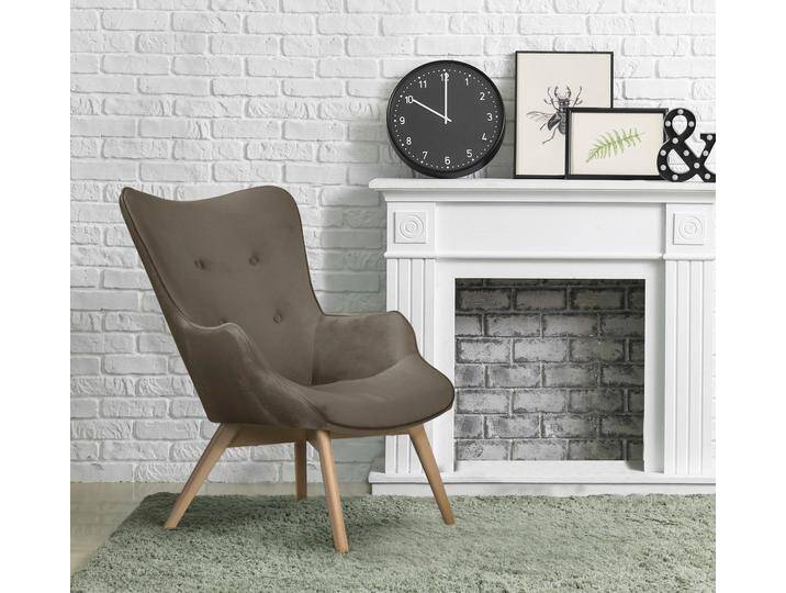 Sessel ANDAS Nicko , grau (taupe), B:71cm H:96cm T:86cm, 100% Polyester, Sessel, Design-Sessel Einzelsessel Sessel mit Hocker Lounge-Sessel, wahlweise mit und ohne Hocker von andas