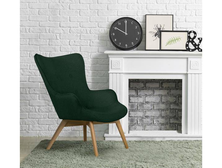 Sessel ANDAS Nicko , grün (dunkelgrün), B:71cm H:96cm T:86cm, 100% Polyester, Sessel, Design-Sessel Einzelsessel Sessel mit Hocker Lounge-Sessel, wahlweise mit und ohne Hocker von andas