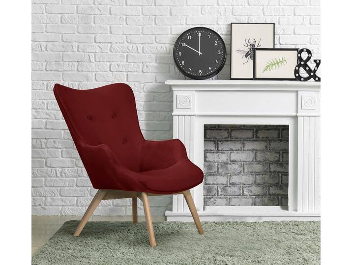 Sessel ANDAS Nicko , rot (dunkelrot), B:71cm H:96cm T:86cm, 100% Polyester, Sessel, Design-Sessel Einzelsessel Sessel mit Hocker Lounge-Sessel, wahlweise mit und ohne Hocker von andas
