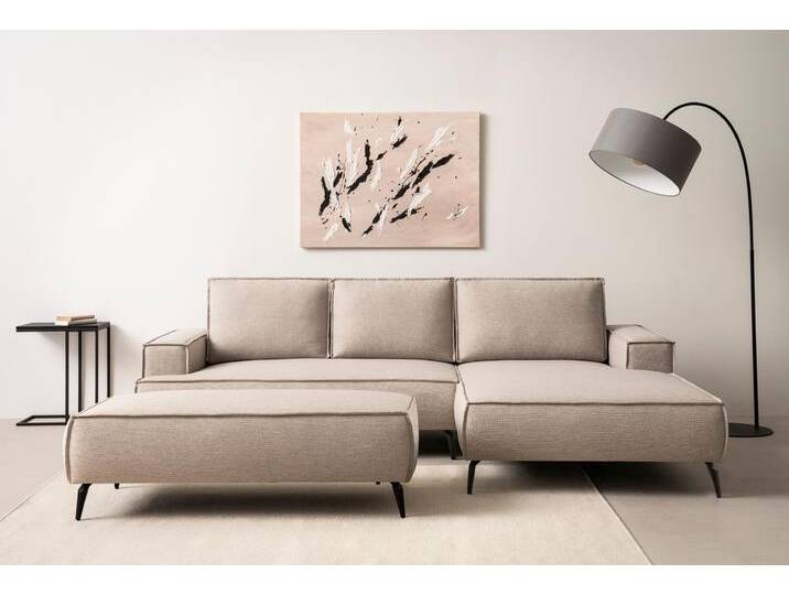 Sitzgruppe ANDAS TVINNU, Polsterecke L-Form, Schlaffunktion, mit Hocker , beige (hellbeige,), B:275cm H:83cm T:173cm, Sitzmöbel-Sets, Set, stellbar zum Schlafsofa (Krokodilverbinder) von andas